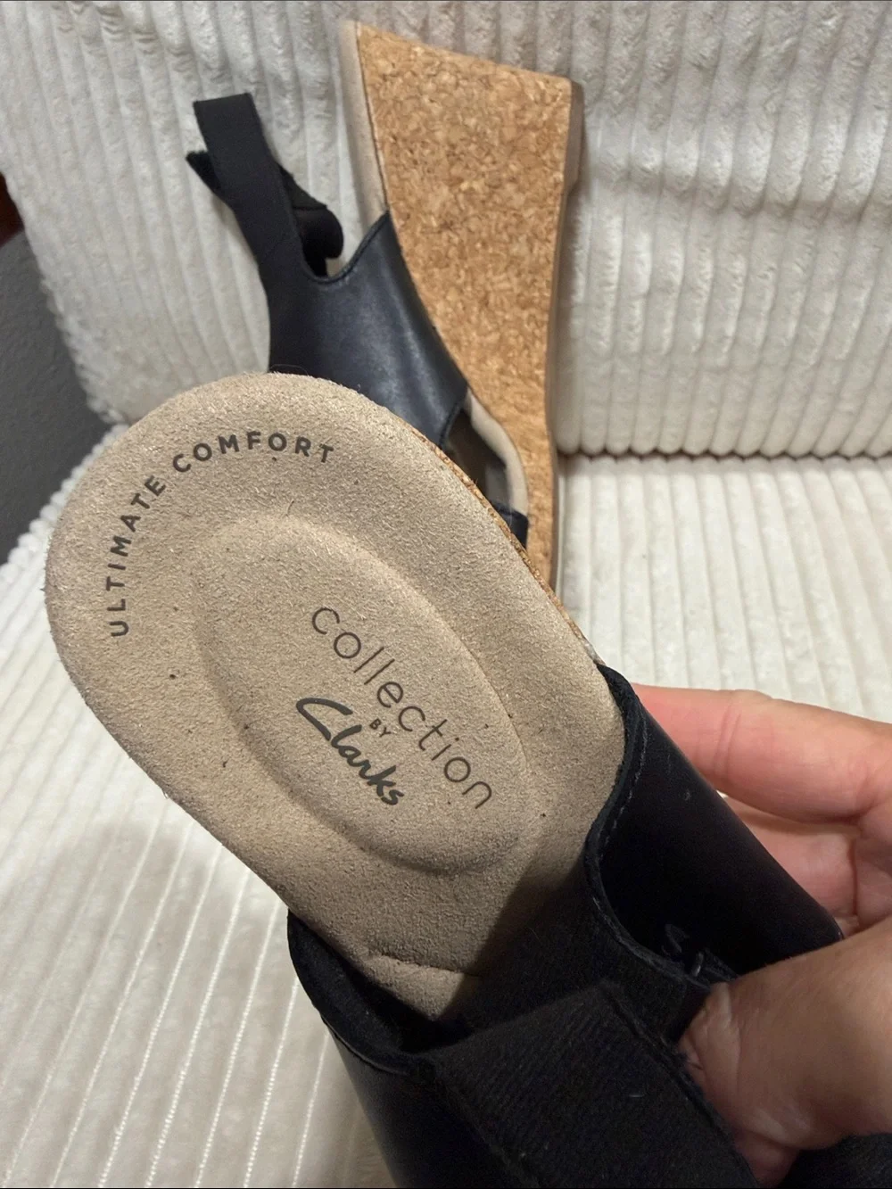 Clarks black wedge